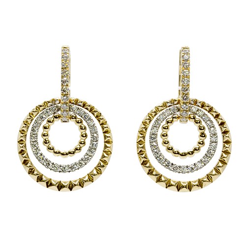 18K Diamond Multi Circle Drop Earrings
